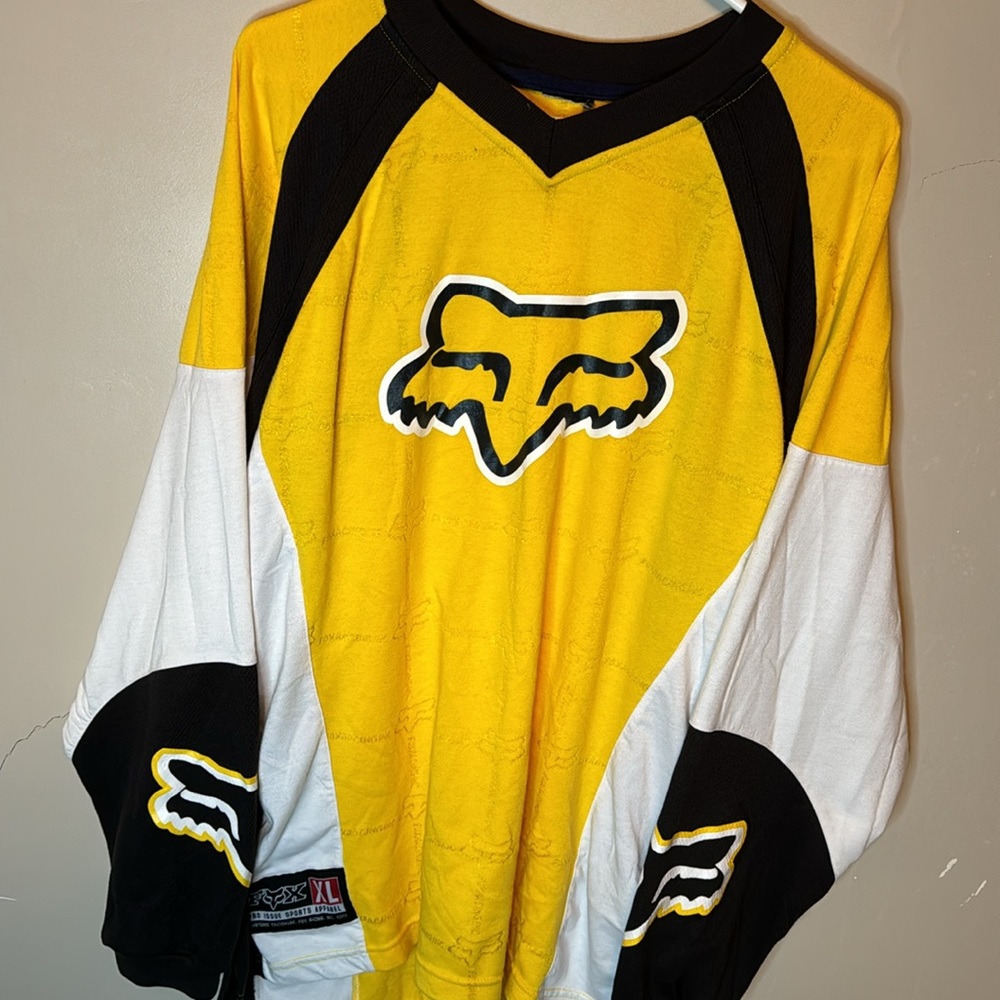 Vintage Fox Racing Motocross Long Sleeve Yellow & Black Jersey Shirt Size XL - Picture 3 of 7